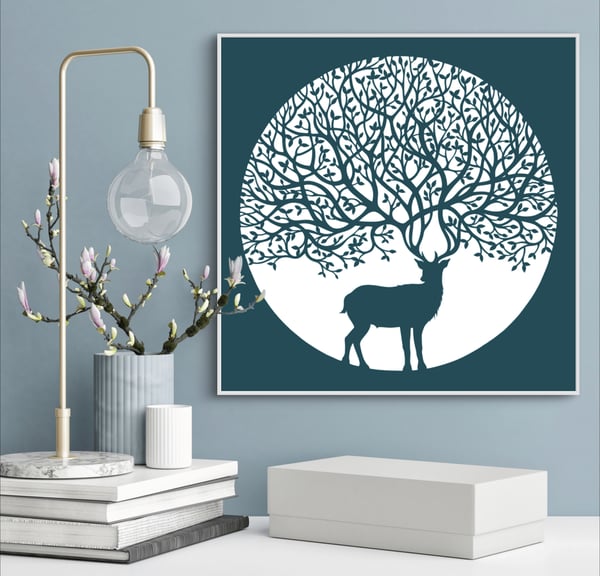 Image of Teal ‘The Stag’ Canvas Print