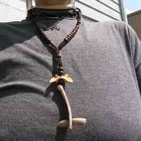 Image 1 of REAL HUMAN BONE Brown BEAD  ROSARY Made from a rib bone and Real animal vertebrae