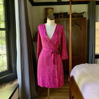 Image 2 of Diane Von Furstenberg Wood Grain Wrap Dress Small