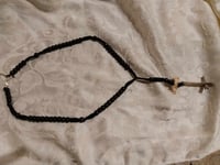 Image 3 of REAL HUMAN BONE BLACK BEAD ROSARY Made from a rib bone and Real animal vertebrae