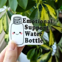 Image 2 of Emotional Support Water Bottle Clear Vinyl Sticker