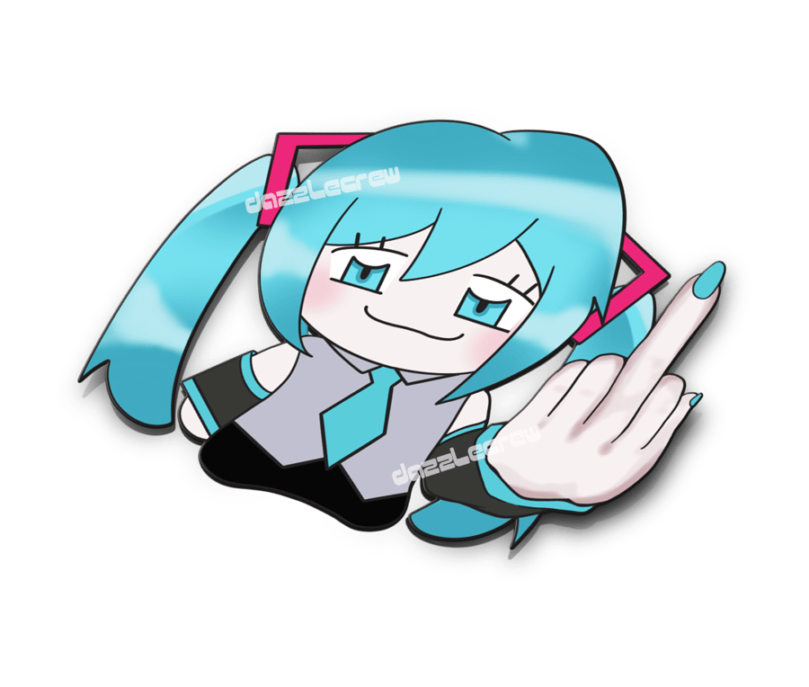 Image of Miku Hatsune Middle Finger Sticker