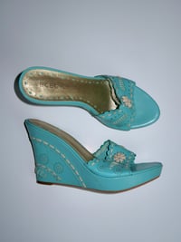 Image 1 of BCBG Turquoise Wedges - US 7