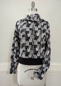 Image 1 of Kitty Jacquard Knit Top (grey scale) MTO