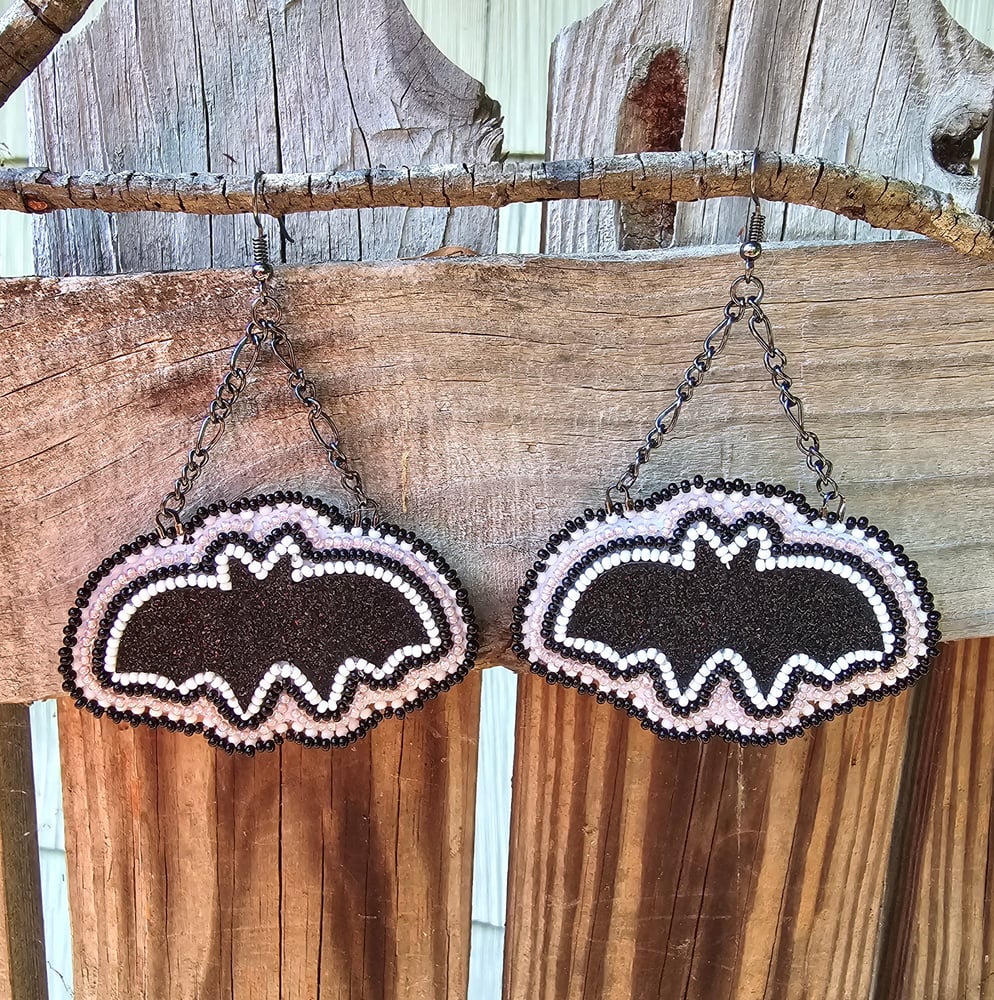 Image of Sparkle Bats Beaded Earrings 