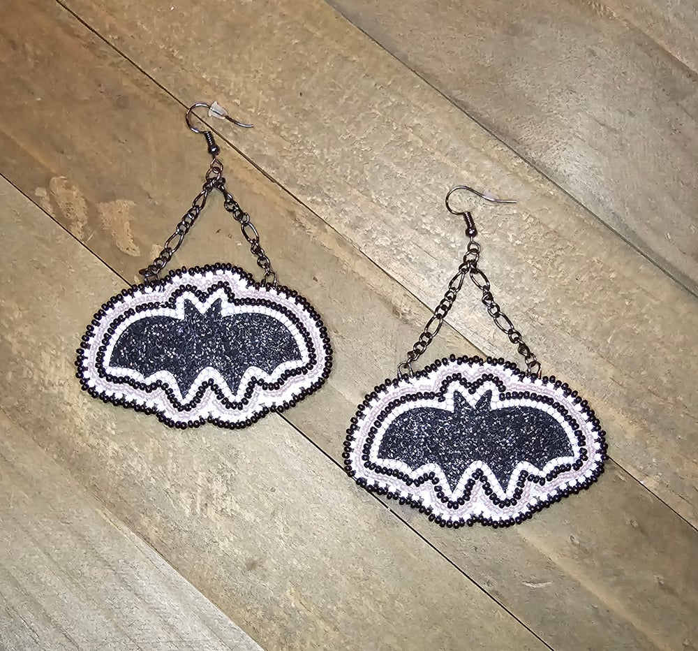 Image of Sparkle Bats Beaded Earrings 