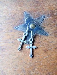 Image 8 of Silver Medieval Cross Charm Earrings 