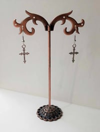 Image 4 of Silver Medieval Cross Charm Earrings 