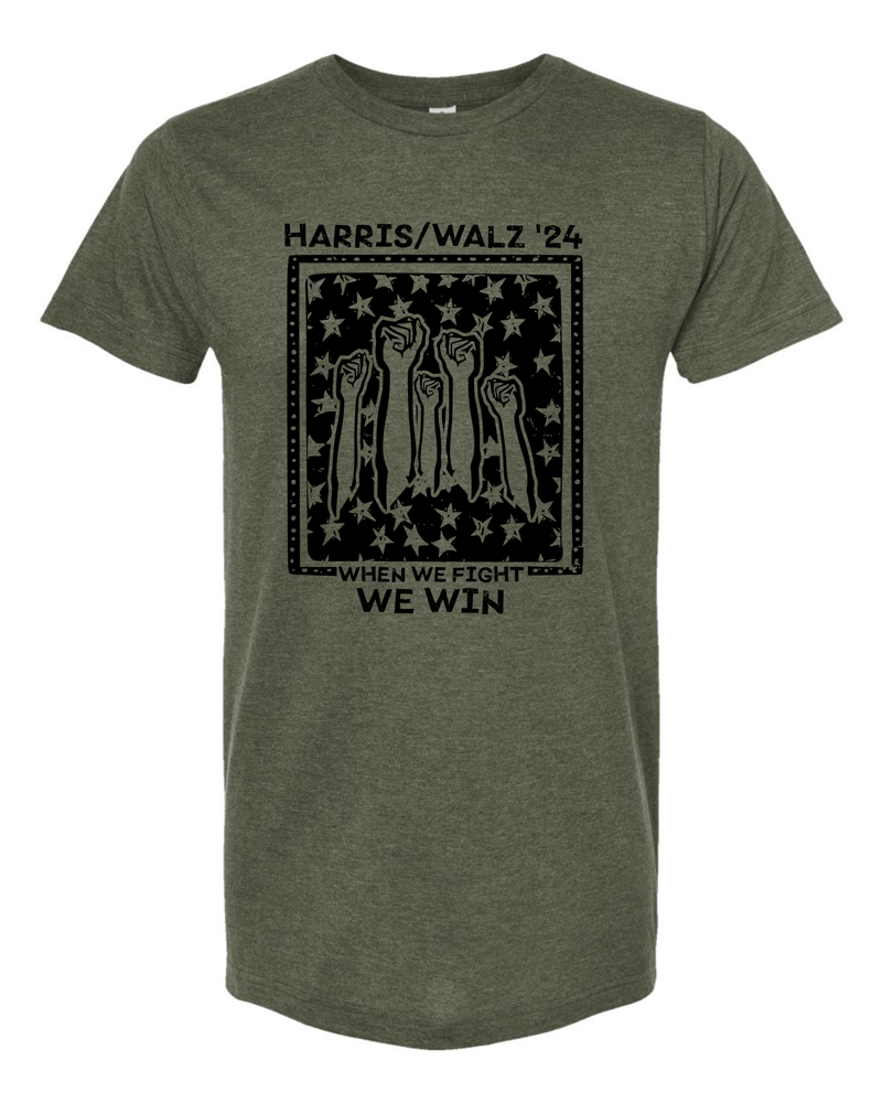 Image of Harris Walz When We Fight We Win Linocut Tee