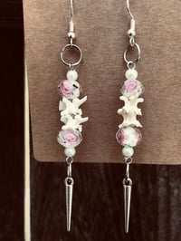 Image 3 of Glass Beads & Vertebrae Earrings