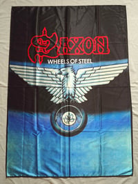 Image 1 of SAXON - Wheels of steel Flag (cloth poster Banner tapestry) Heavy metal NWOBHM