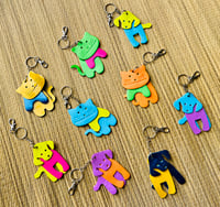 Image 2 of Light green and bright pink cat keychain