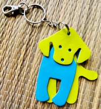 Image 1 of Lemon and bright baby blue dog keychain