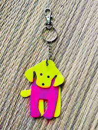 Image 1 of Lemon and bright pink dog keychain