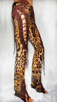 Image 3 of Y2K Brown Leopard Print Mesh Pants
