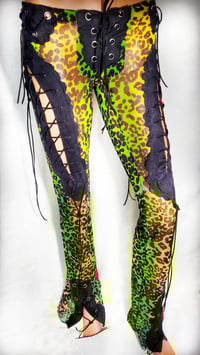 Image 1 of Y2K Rainbow Leopard Print Mesh Pants