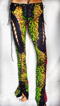 Image 2 of Y2K Rainbow Leopard Print Mesh Pants