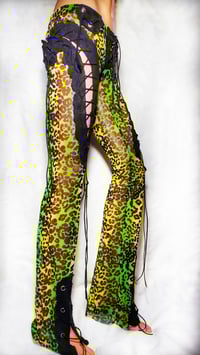 Image 3 of Y2K Rainbow Leopard Print Mesh Pants