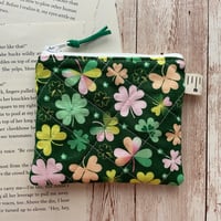 Image 2 of "Lucky Clovers” Small OR Mini Quilted Zipper Bag