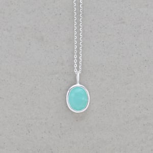 Image of Premium Chrysoprase oval cut silver necklace