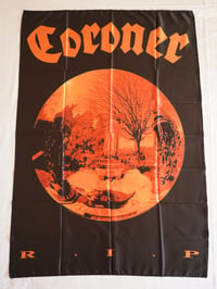 Image 1 of CORONER - R.I.P Flag (cloth poster Banner tapestry) Old school Thrash metal Sodom