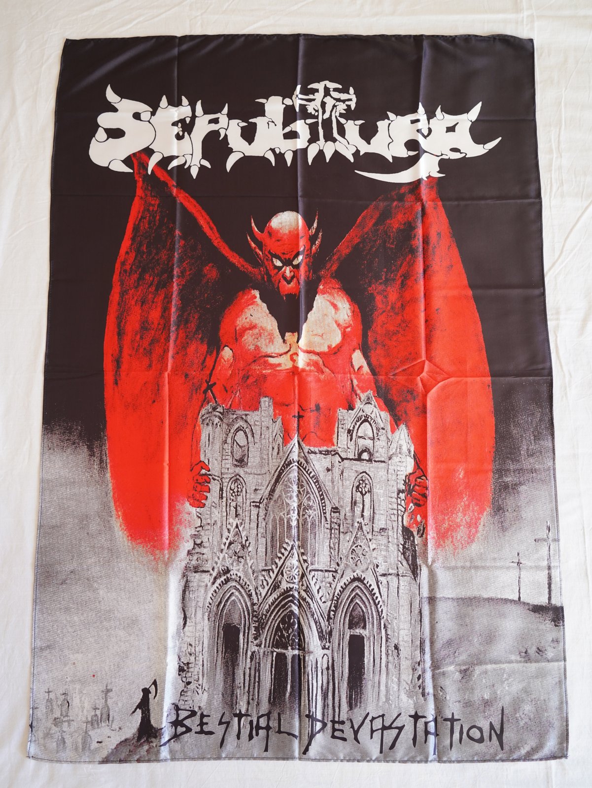 通販 激安 Flag Devastation Bestial - SEPULTURA (cloth Banner poster その他