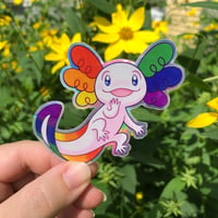 Image 1 of Rainbow Pride Axolotl Holographic Sticker