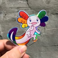 Image 2 of Rainbow Pride Axolotl Holographic Sticker