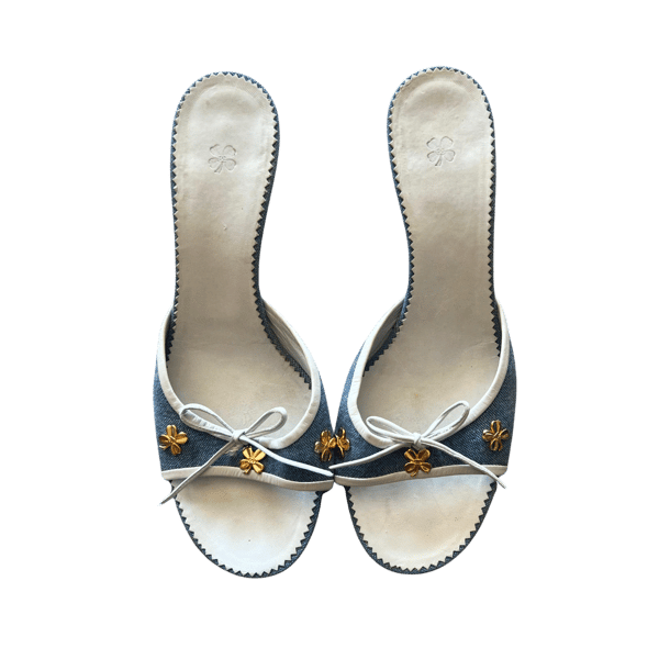 Image of CHANEL CLOVER KITTEN HEEL MULES