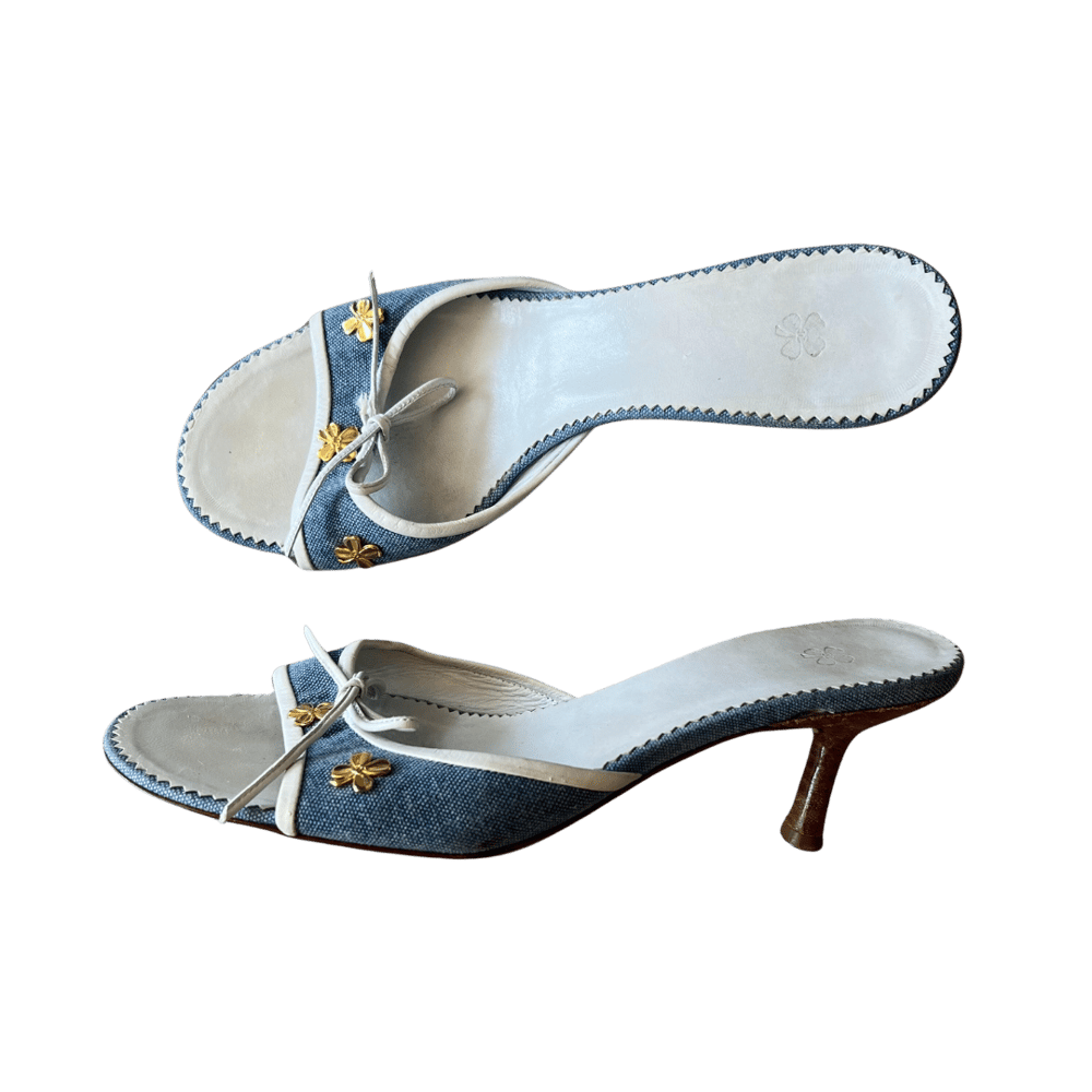 Image of CHANEL CLOVER KITTEN HEEL MULES