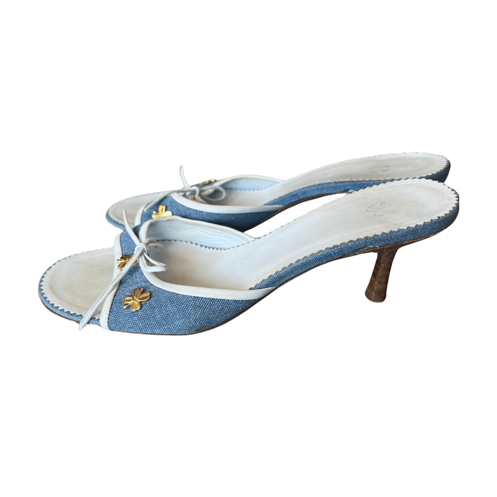 Image of CHANEL CLOVER KITTEN HEEL MULES