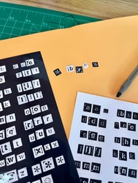 Image 4 of B&W Stamp Letters Sticker Sheets