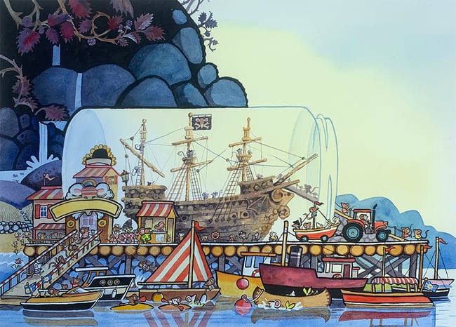 Ghostly Galleon original art: The Piranha on Display