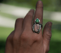 Image 3 of Mexican Fire Opal + Sonoran Gold ring (8.25)
