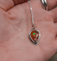 Image 3 of dainty fire opal necklace #8