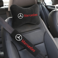 Image 1 of 4PCS Mercedes interior accessories headrest pillows and seat belt covers