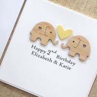 Image 1 of Twins Birthday Card. 5 Colours. Personalised Twin Card. Twin 1st Birthday Card. 
