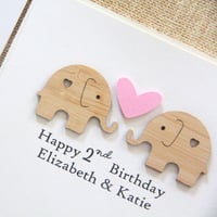 Image 3 of Twins Birthday Card. 5 Colours. Personalised Twin Card. Twin 1st Birthday Card. 