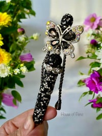 Image 1 of Black Rhinestone Butterfly Pen