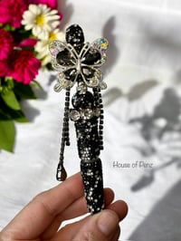 Image 2 of Black Rhinestone Butterfly Pen