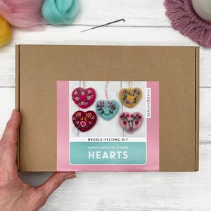 Image of Needle Felted Heart Decorations Kit