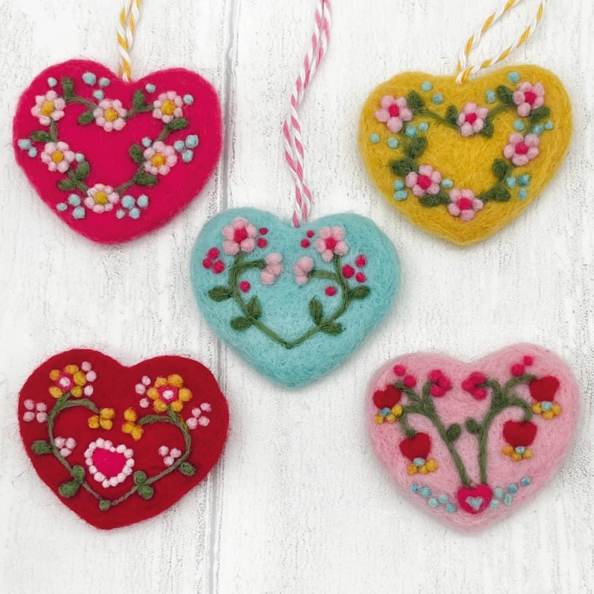 Image of Needle Felted Heart Decorations Kit