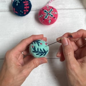 Image of Needle Felted Christmas Baubles Kit