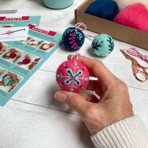 Image of Needle Felted Christmas Baubles Kit