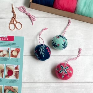 Image of Needle Felted Christmas Baubles Kit