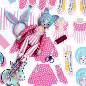Image of DIY Dolly Kit - Mewky the Circus Ringmaster Cat Bunny Doll