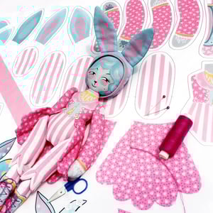 Image of DIY Dolly Kit - Mewky the Circus Ringmaster Cat Bunny Doll