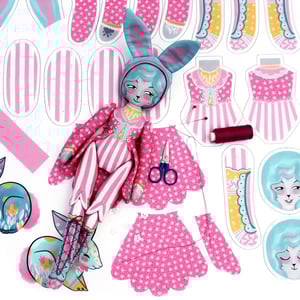 Image of DIY Dolly Kit - Mewky the Circus Ringmaster Cat Bunny Doll