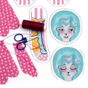 Image of DIY Dolly Kit - Mewky the Circus Ringmaster Cat Bunny Doll