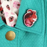 Image 3 of Red Squirrel Brooch - Wooden Pin